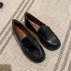Reformation Agathea Black Leather Loafers